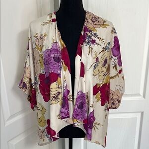 Odille Anthropologie pure silk cardigan jacket blazer S kimono vacation beach